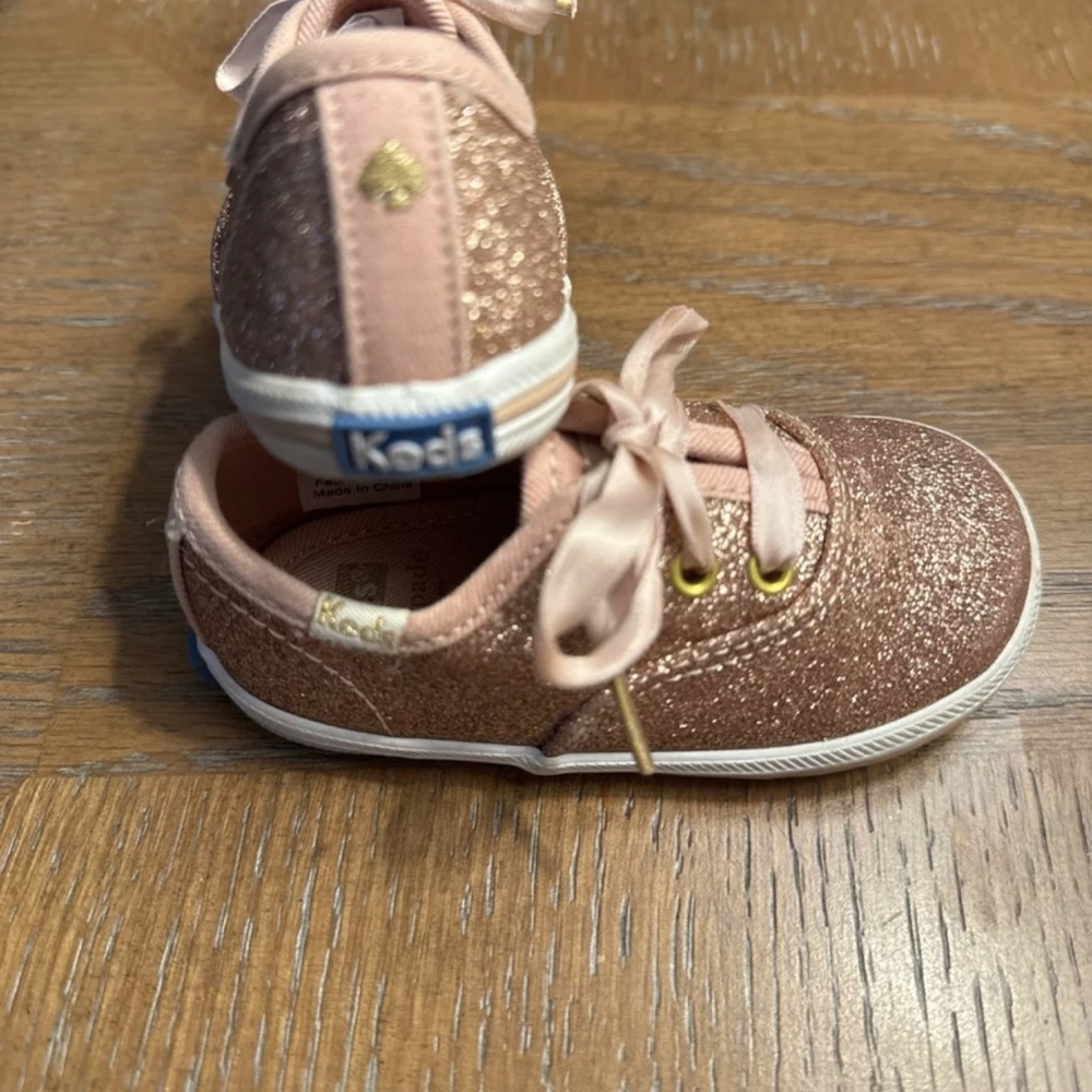 KEDS Kate Spade New YorkToddler Sz.4 Rose Gold Glitter Ribbon Laces LNC